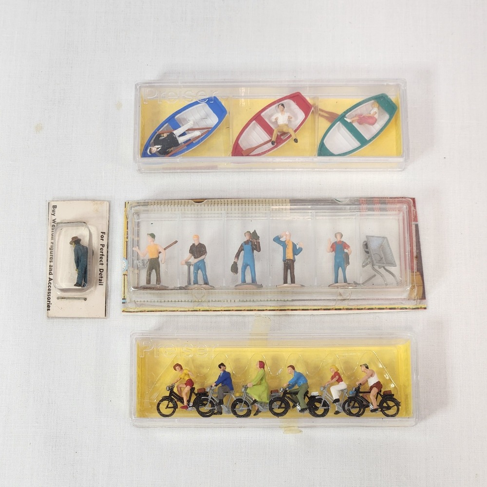 Preiser‎ HO Scale Miniature Figures Lot Rowboats Cyclists Railroad Workers  1:87